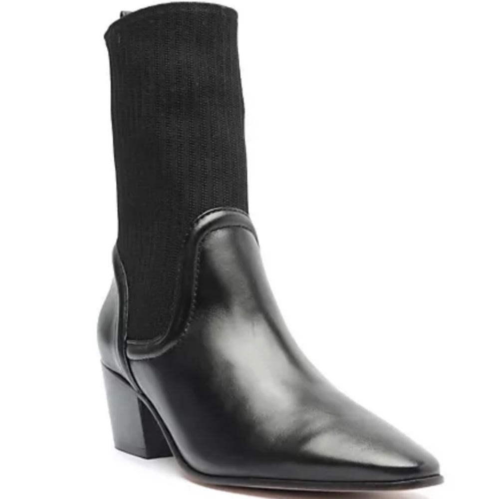 Schutz Leather Sweater Knit Mid Boots - Camille Knit